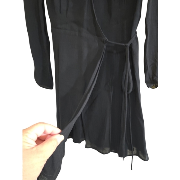 Reformation Ottessa Long Sleeve Mini Wrap Dress in Black Small - Picture 9 of 11